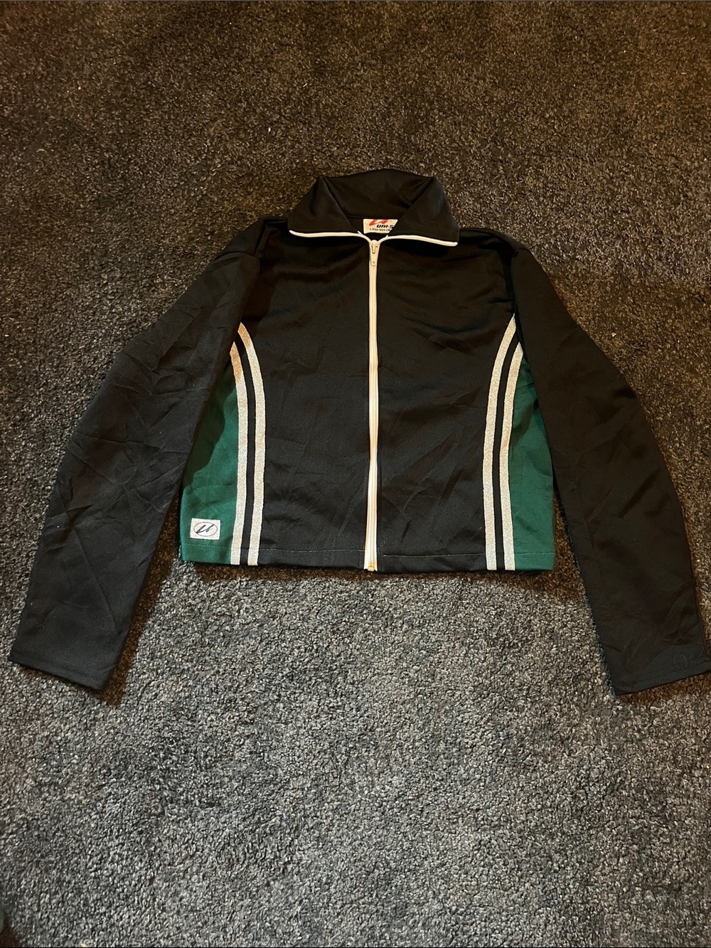 Black Green Silver Cheer Jacket with White Zipper
